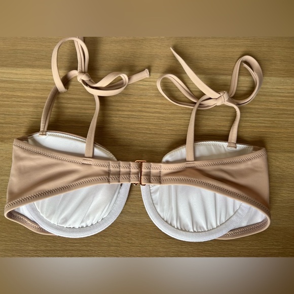 NWOT Bikini Top Bundle Set of 2 Hot Pink Nude Knotted Underwire Swimwear - Picture 4 of 11